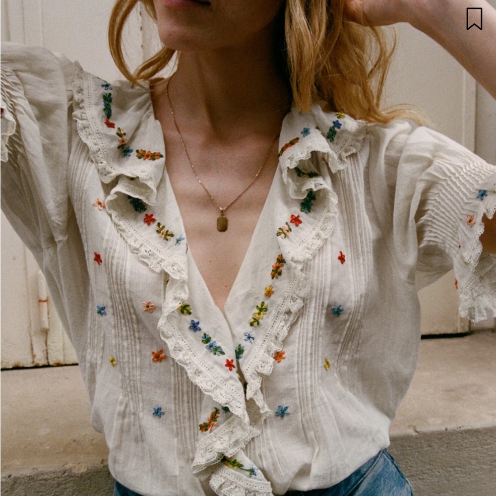DÔEN Hettie top in sea salt, size extra small. NWOT